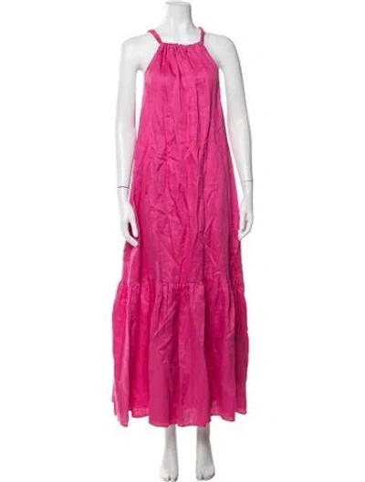 Pre-owned Asceno Linen Long Dress In Pink