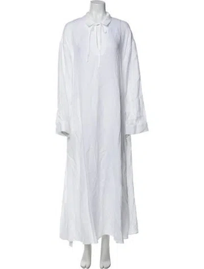 Pre-owned Asceno Linen Long Dress In White