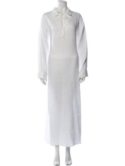 Pre-owned Asceno Linen Long Dress In White