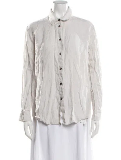 Pre-owned Asceno Linen Long Sleeve Blouse In Neutral