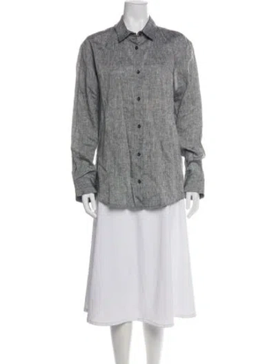 Pre-owned Asceno Linen Long Sleeve Top In Green