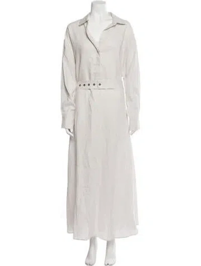 Pre-owned Asceno Linen Midi Length Dress In Neutral