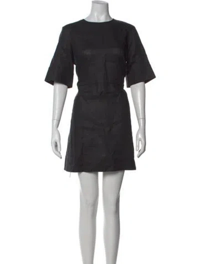 Pre-owned Asceno Linen Mini Dress In Black