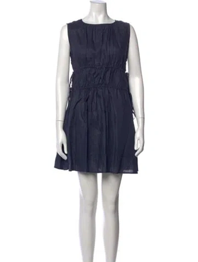 Pre-owned Asceno Linen Mini Dress In Blue
