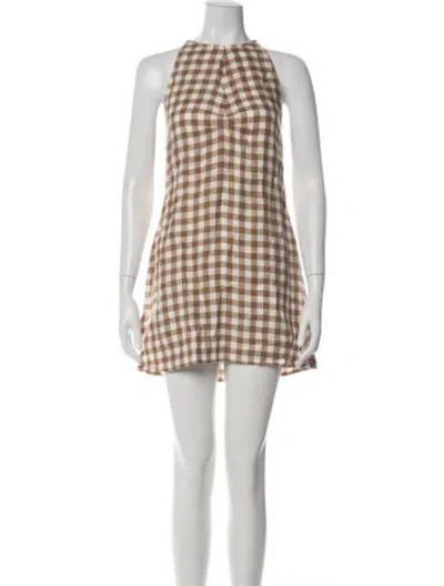 Pre-owned Asceno Linen Mini Dress In Brown