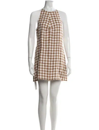 Pre-owned Asceno Linen Mini Dress In Brown