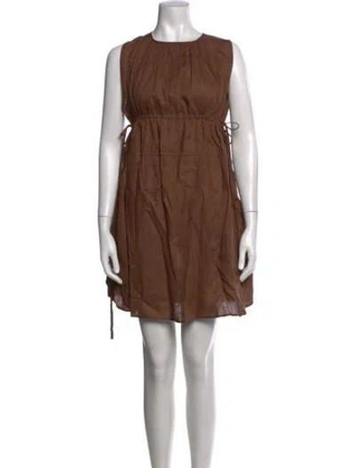 Pre-owned Asceno Linen Mini Dress In Brown