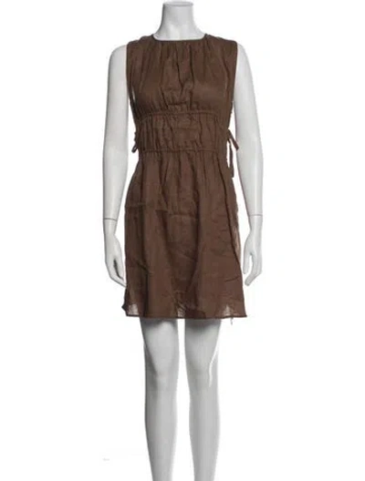 Pre-owned Asceno Linen Mini Dress In Brown