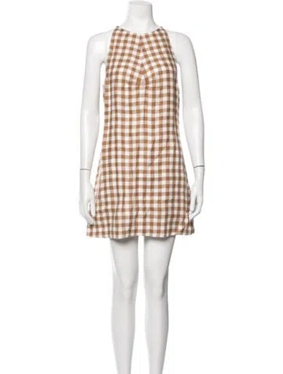 Pre-owned Asceno Linen Mini Dress In Brown