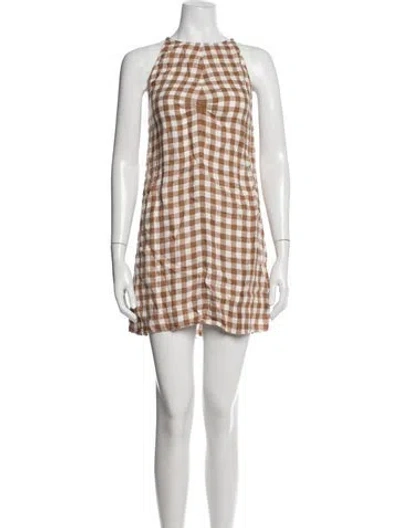 Pre-owned Asceno Linen Mini Dress In Brown