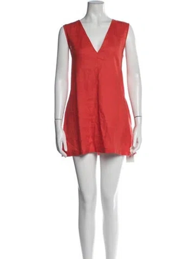 Pre-owned Asceno Linen Mini Dress In Red