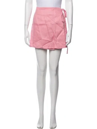 Pre-owned Asceno Linen Mini Skirt W/ Tags In Pink