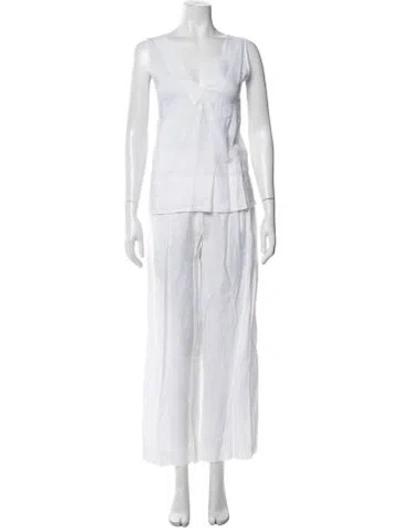 Pre-owned Asceno Linen Pant Set In White