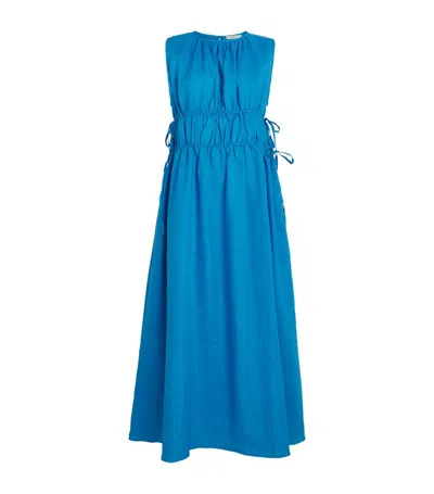 Asceno Linen Petre Maxi Dress In Blue