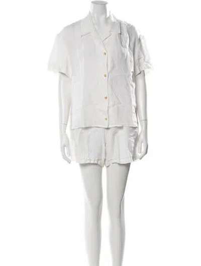 Pre-owned Asceno Linen Short Set In White