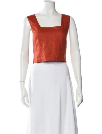 Pre-owned Asceno Linen Square Neckline Top W/ Tags In Orange