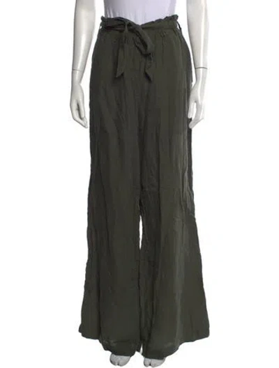 Pre-owned Asceno Linen Wide Leg Pants In Green