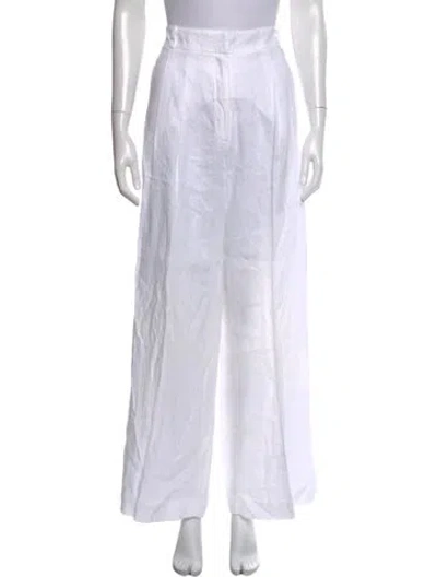 Pre-owned Asceno Linen Wide Leg Pants In White