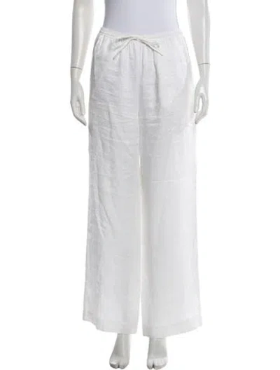 Pre-owned Asceno Linen Wide Leg Pants In White