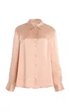 Asceno London Silk Pajama Top In Light Pink