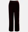 Asceno London Velvet Pajama Pants In Burgundy