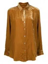 Asceno London Velvet Pyjama Shirt In Gold