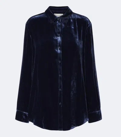 Asceno London Velvet Shirt In Blue