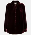 Asceno London Velvet Shirt In Burgundy