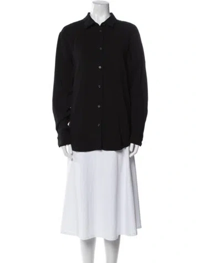 Pre-owned Asceno Long Sleeve Button-up Top In Black