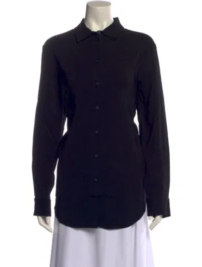 Pre-owned Asceno Long Sleeve Button-up Top In Black