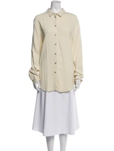 Pre-owned Asceno Long Sleeve Button-up Top In Neutral