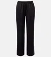 Asceno Loreto Silk Charmeuse Wide-leg Pants In Black
