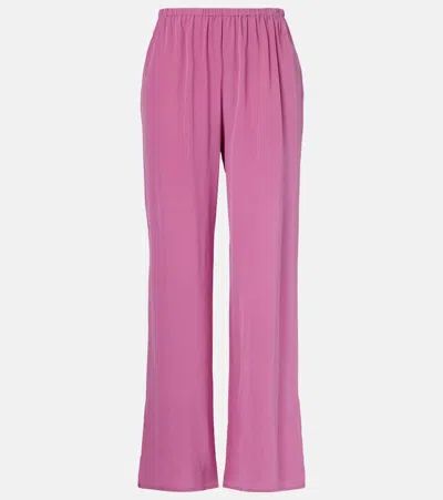 Asceno Loreto Silk Crêpe Wide-leg Pants In Pink