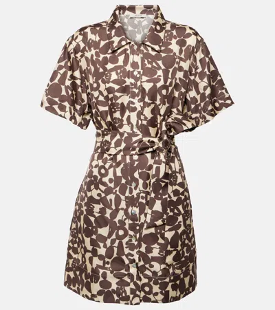 Asceno Lucca Printed Silk Twill Shirt Dress In Multi