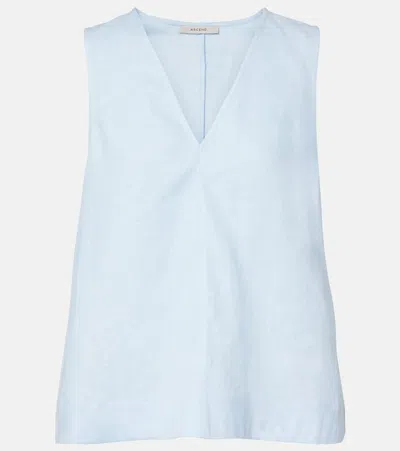 Asceno Manta Linen Top In Blue