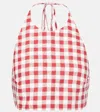 Asceno Marseille Gingham Linen Crop Top In Red