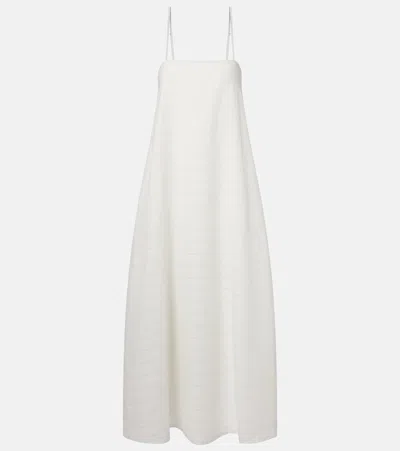 Asceno Melfi Checked Linen And Cotton Maxi Dress In White