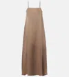 Asceno Melfi Silk Twill Maxi Dress In Brown