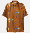 Asceno Montauk Printed Silk Twill Shirt In Brown