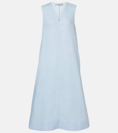 Asceno Nisha Linen Midi Dress In Blue
