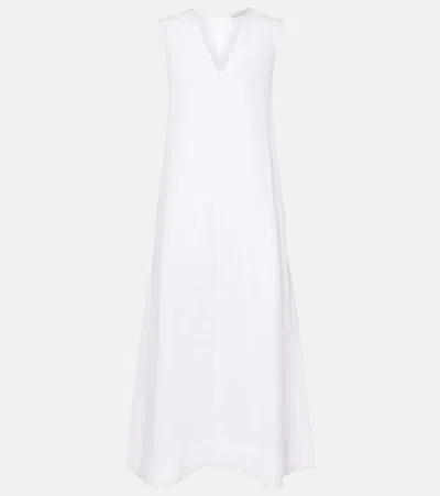 Asceno Nisha Linen Midi Dress In White