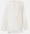 Asceno Oversized Linen Top In White