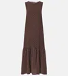 Asceno Polka-dot Silk Midi Dress In Brown