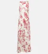 Asceno Printed Silk Maxi Dress In Riviera Red