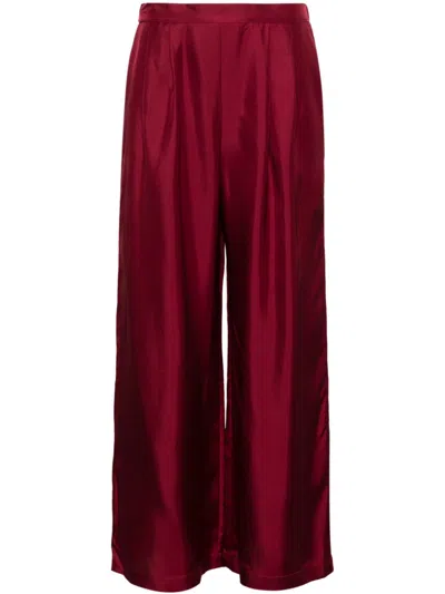 Asceno Red Isola Straight-leg Silk Trousers