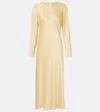 Asceno Salina Silk Charmeuse Midi Dress In Neutral