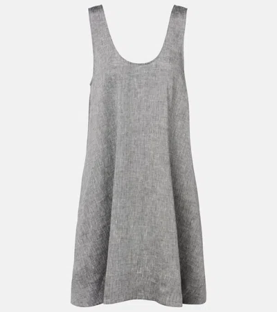 Asceno Sicily Linen Minidress In Gray