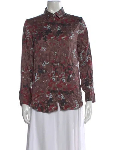 Pre-owned Asceno Silk Floral Print Blouse In Multi