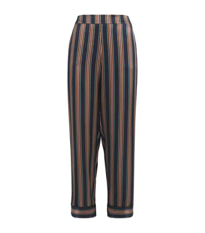 Asceno Silk London Pyjama Bottoms In Blue