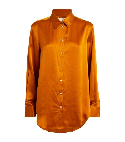 Asceno Silk London Pyjama Shirt In Brown